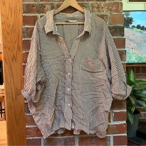 Zara brown striped Casual Striped Oversized Shirt